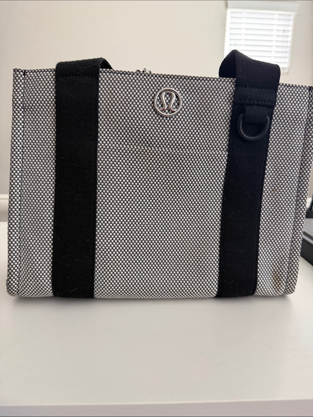 lululemon athletica Black & White Textured Canvas Tote